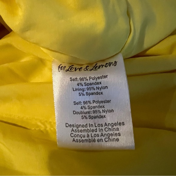 For Love And Lemons Strapless Ruched Yellow Mini Dress Size Medium - Picture 7 of 8